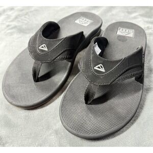 Reef Fanning Shoes Mens Size 9 Black Flip Flop Sandals Air Cushion Bottle Opener